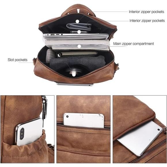 Leather Backpack Purse for Women Designer Ladies Large Travel Convertible Bag main image 7